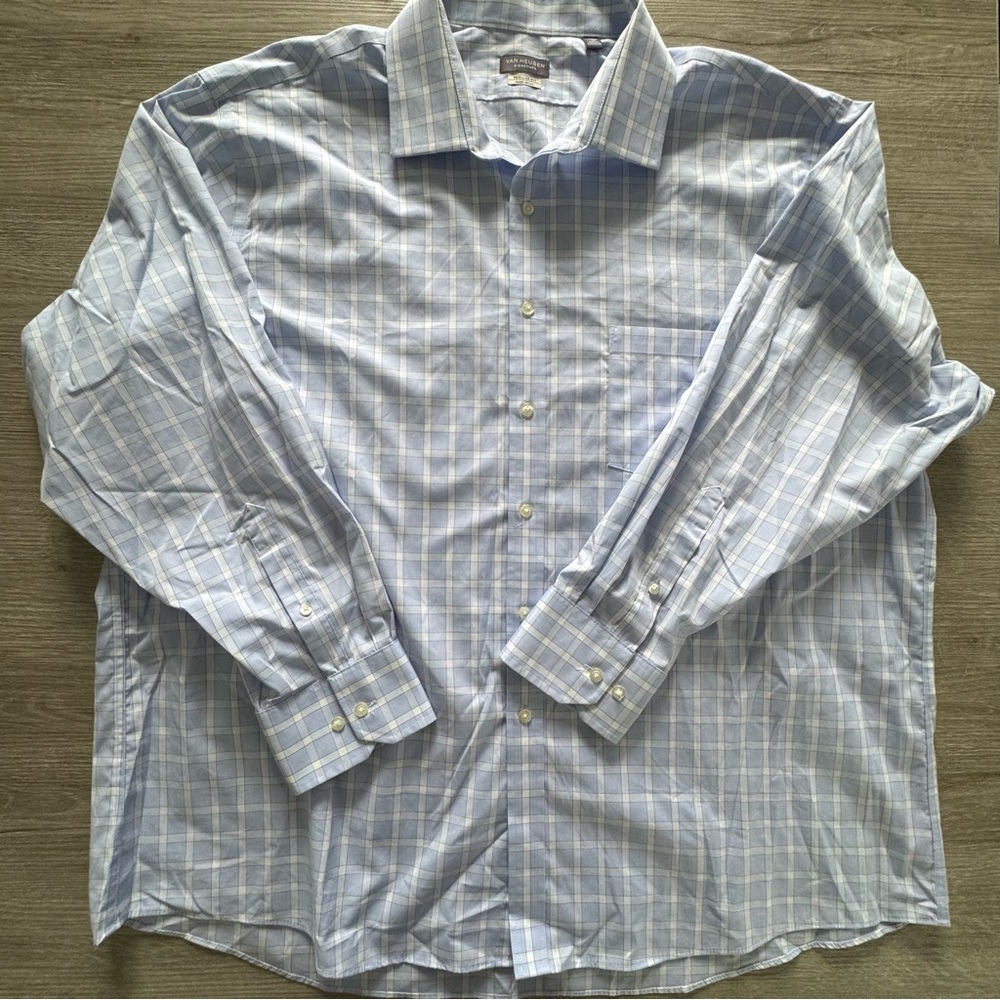 Van Heusen Signature Regular Fit Dress Shirt - 19 34/35 Blue check pattern
